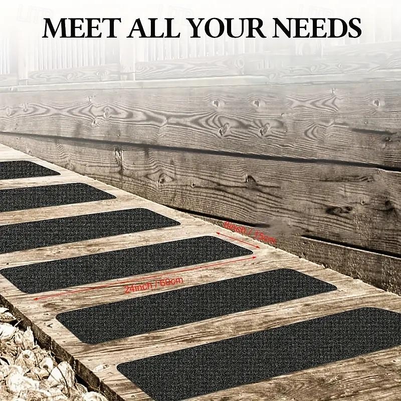 10pcs Non Slip Outdoor Stair Treads 6x24 Black Pre-Cut 80 Grit Anti Slip Grip Tape Non Skid Heavy Duty Traction Adhesive Step Stripes For Staircase Skateborad And Deck 2025 - $35.99 –P1