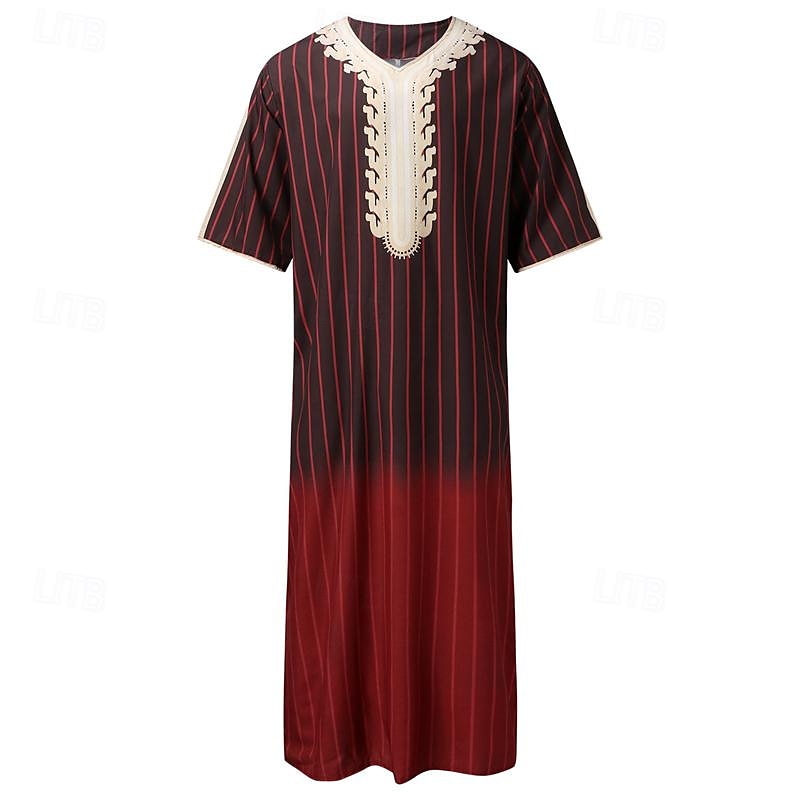 Hombre Ropa de salón Bata de noche Camisa de dormir Raya Elegante Confort Batas tipo kimono Diario Hogar Poliéster Transpirable Escote en Pico Manga Corta Primavera Negro Blanco 2026 - $29.99 –P9