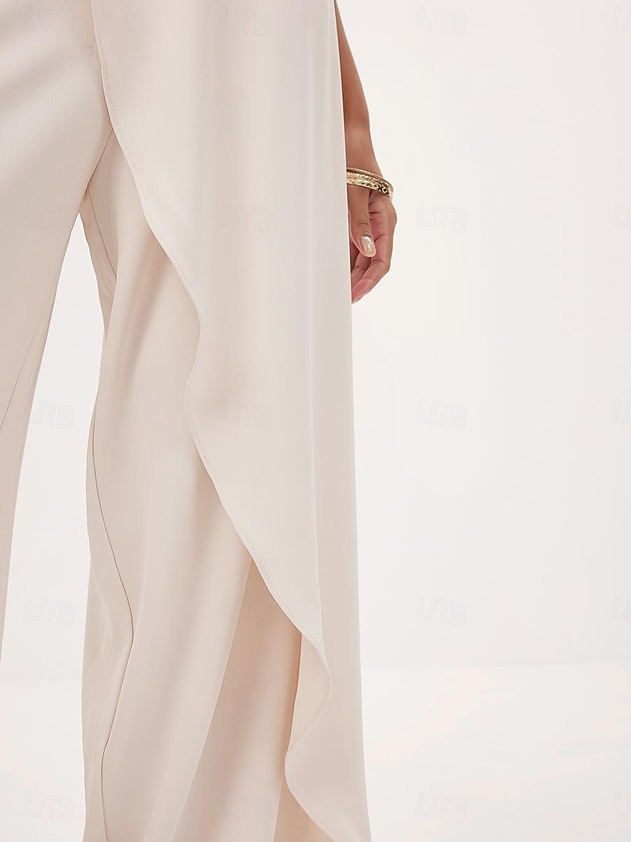 Women's Culottes Wide Leg Asymmetric Belted Full Length Beige Summer 2025 - $49.99 –P4