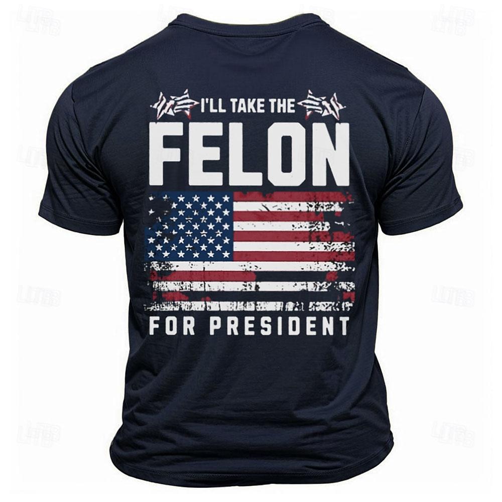 2026年 男性用グラフィックTシャツ「私は犯罪者を大統領にするつもりだ」アメリカンフラッグショートスリーブ政治声明  コレクション – $17.49 –P3