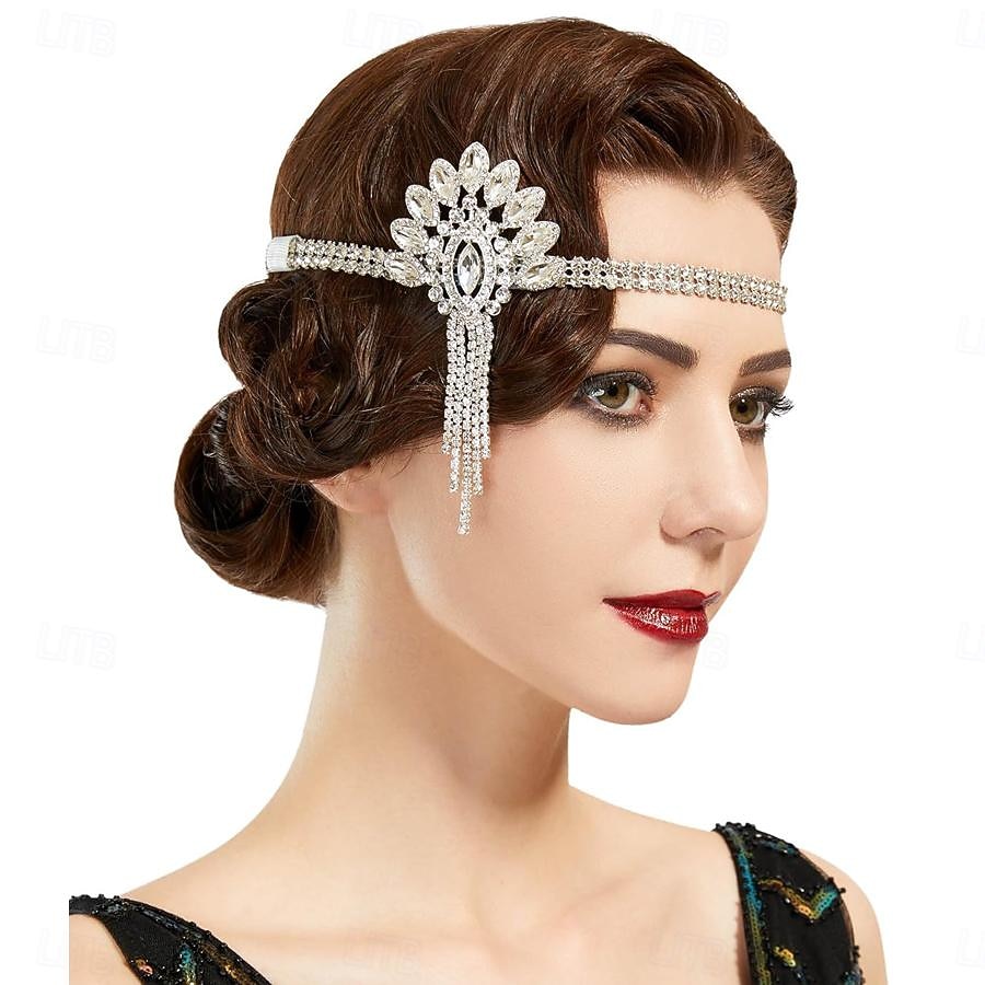 Fejfedők Flapper fejpánt Retró Strassz Ötvözet Kompatibilitás A nagy Gatsby Jelmez Farsang Női Jelmez ékszerek Divatékszer 2025 - $17.99 –P5