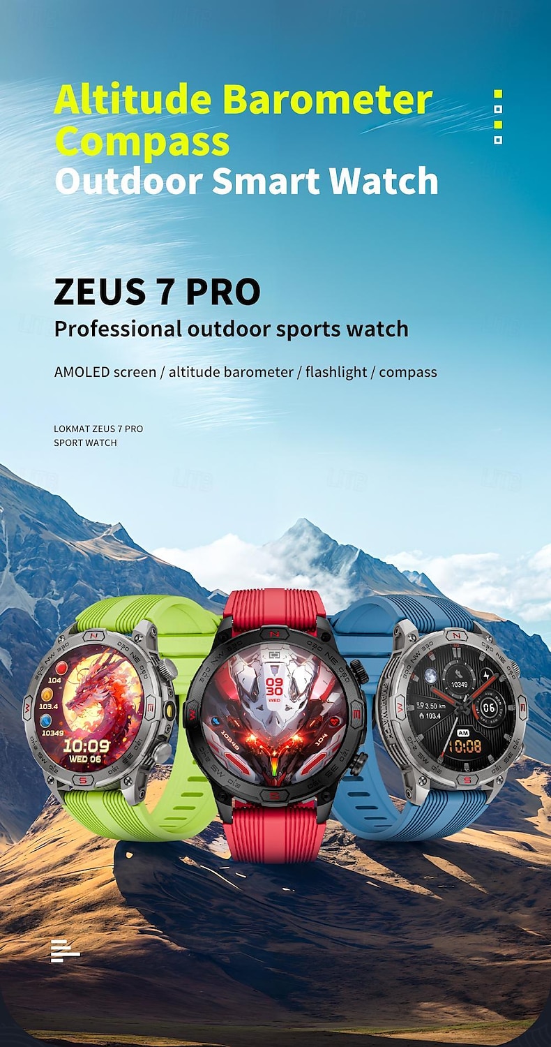 LOKMAT ZEUS 7 PRO Εξυπνο ρολόι 1.43 inch Έξυπνο ρολόι Bluetooth Βηματόμετρο Υπενθύμιση Κλήσης Παρακολούθηση Δραστηριότητας Συμβατό με Android iOS Γυναικεία Άντρες Μεγάλη Αναμονή Κλήσεις Hands-Free 2025 - $61.99 –P1