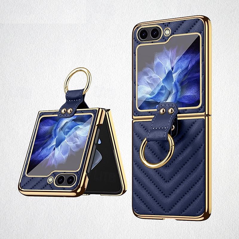 телефон Кейс для Назначение SSamsung Galaxy Z Flip 5 Z Flip 4 Z Flip 3 Кейс на заднюю панель и протектор экрана Кольцо Пряжка Защита от удара Ретро ТПУ Металл Кожа PU 2025 - $27.99 –P10