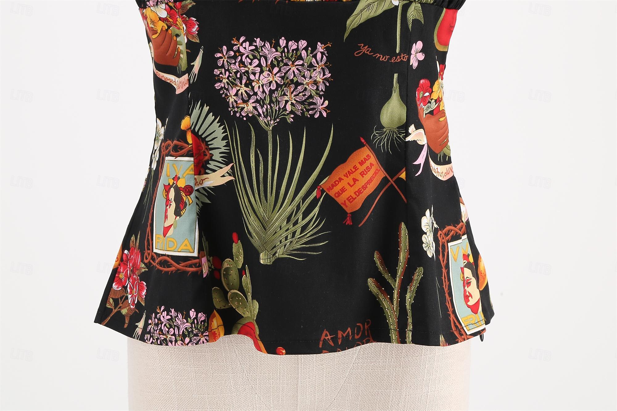 Retrò Vintage Anni 1950 Blusa / Camicia Senza spalline Fiore / Floreale Costume Per donna Mascherata Casual Quotidiano Addio al Nubilato Adulti Top del 2025 a $27.99 –P7
