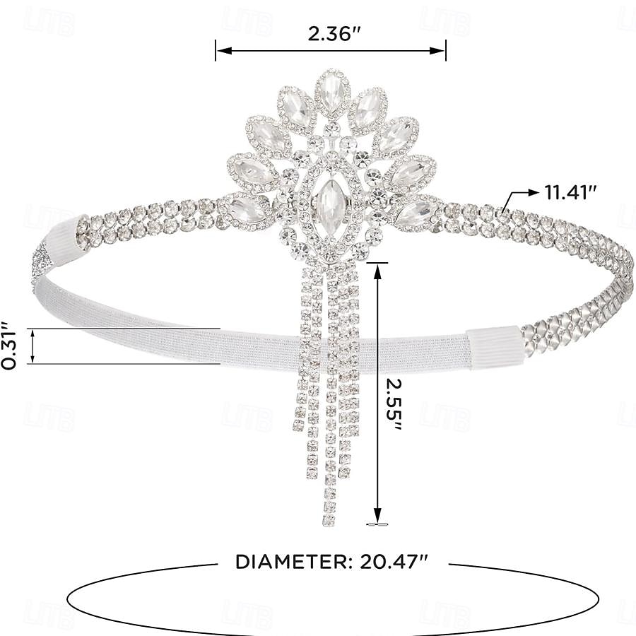 Fejfedők Flapper fejpánt Retró Strassz Ötvözet Kompatibilitás A nagy Gatsby Jelmez Farsang Női Jelmez ékszerek Divatékszer 2025 - $17.99 –P2