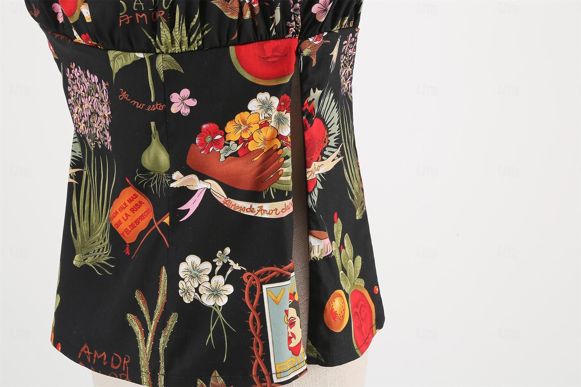 Retrò Vintage Anni 1950 Blusa / Camicia Senza spalline Fiore / Floreale Costume Per donna Mascherata Casual Quotidiano Addio al Nubilato Adulti Top del 2025 a $27.99 –P5