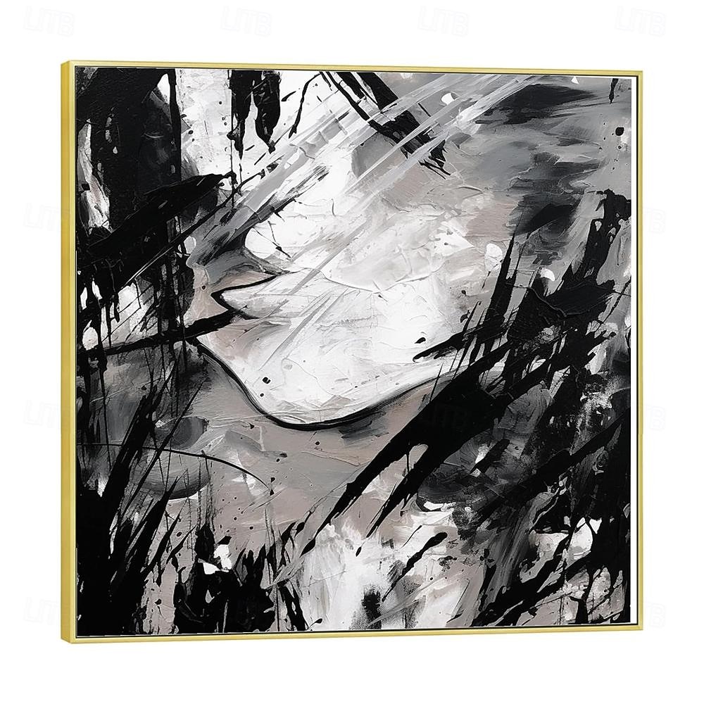 handgemachtes Ölgemälde Acryl Leinwand Wandkunst Dekoration minimal schwarz und weiß abstrakte Textur für Wohndekor gerollt rahmenloses ungedehntes Gemälde 2026 - $61.99 –P10
