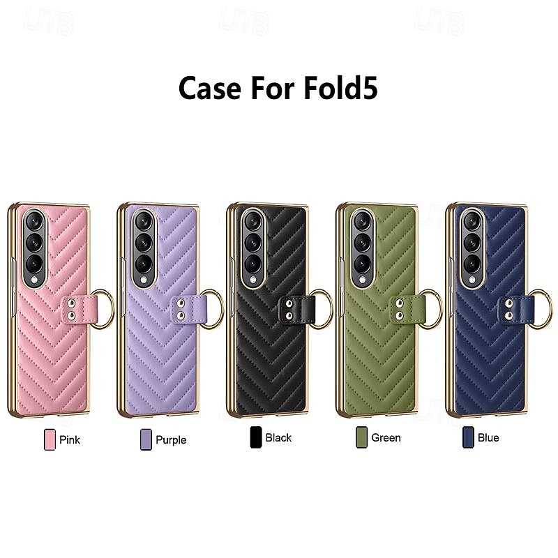 2025年 電話 ケース 用途 サムスンのギャラクシー Z Fold 5 Z Fold 4 Z Fold 3 バックカバー とスクリーンプロテクター リングバックル 耐衝撃 レトロ風 TPU メタル PUレザー  コレクション – $27.99 –P15