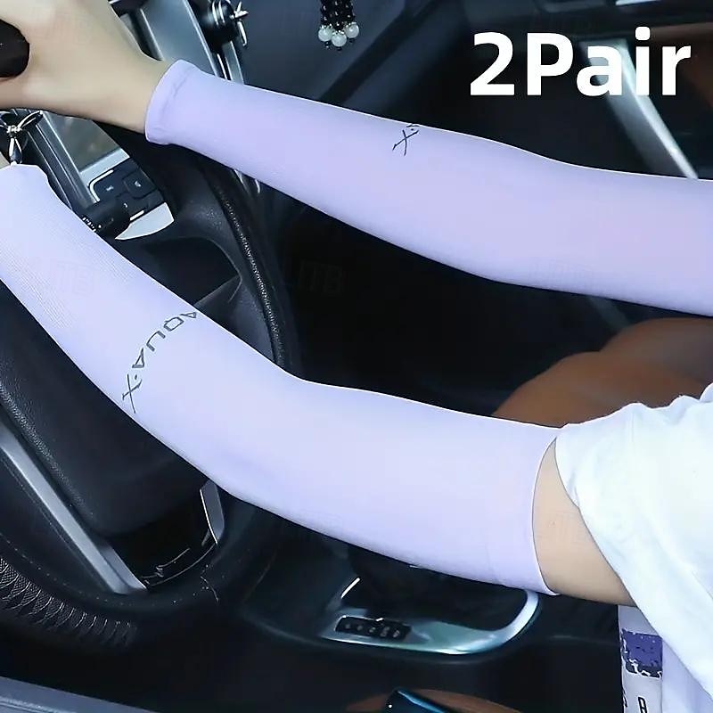 2pairs Long Solid Color Sun Sleeves, Thin High Elastic Cooling Arm Cover, Summer Sport Sleeves For Running Fishing Riding 2025 - $9.49 –P20