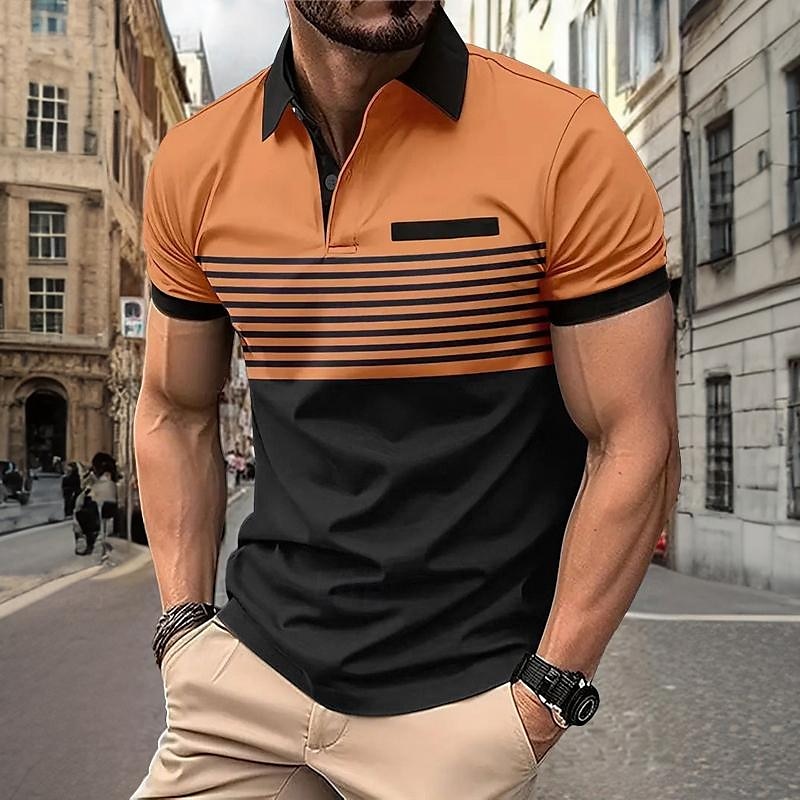 Homme Rayé Polo Chemise de golf Manche Courte Polos Chemises à Col Vêtement décontracté de travaile Vêtements de travail Tenue formelle Vêtements de festival Boutons Impression 3D Printemps & Été de 2025 ? $22.99 –P6