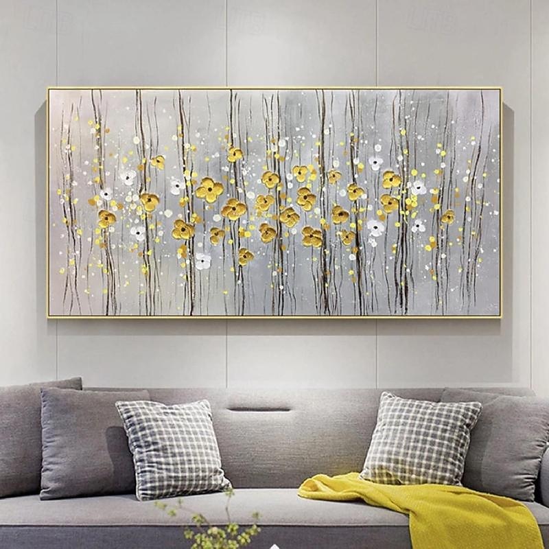 peinture à l'huile de fleur noire jaune sur toile grande peinture à l'huile de fleur art mural fait à la main peinture de texture abstraite art mural peinture personnalisée œuvre d'art moderne de 2025 ? $69.99 –P5