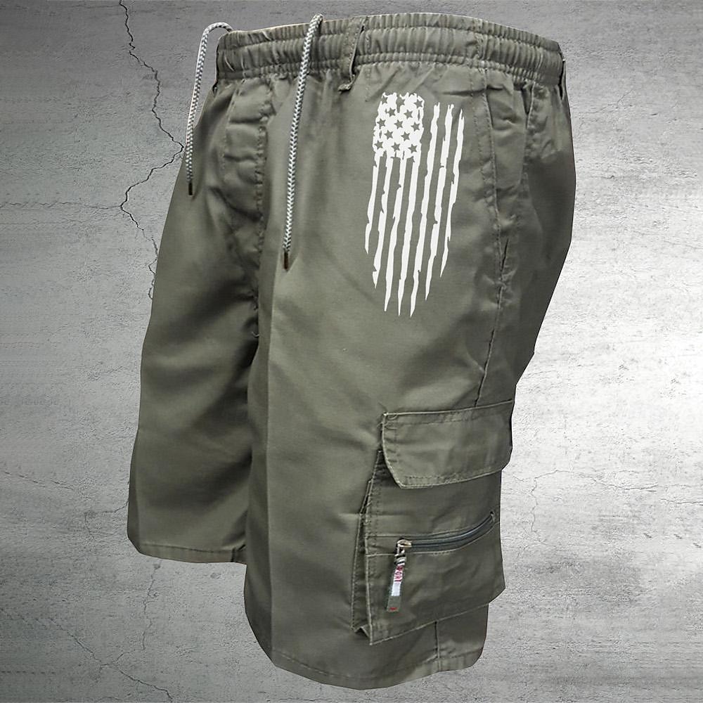 Homens Shorts táticos Bermuda Cargo Calção Com Cordão Cintura elástica Bolso multi Bandeiras Vestível Comprimento do joelho Ao ar livre Diário Acampar e Caminhar Moda Clássico Verde Tropa Azul Marinha de 2025 por $18.99 –P2