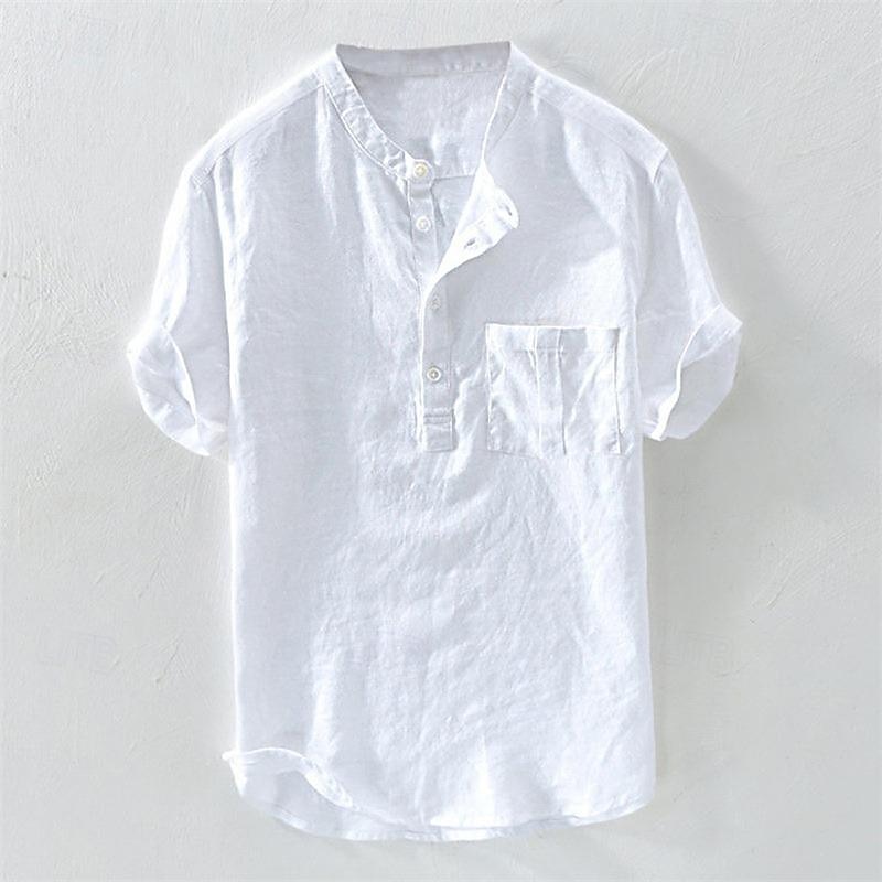 Hombre Camisa Camisa de cuello chino Camisa de cuello mandarín Camisa de manga corta Camisa casual Plano Vacaciones Calle Blanco Amarillo Azul cielo Verde Trébol Manga Corta Cuello alto Verano Ropa 2025 - $19.49 –P9