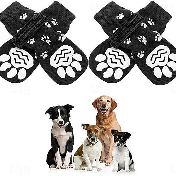 2026年 犬用 猫用 小型ペット用 ソックス アンチスリップ カジュアル 普段着 クリスマス 動物 水玉 ソリッド ペット用 防水材 麦わら マルチカラー  コレクション – $16.49 –P1