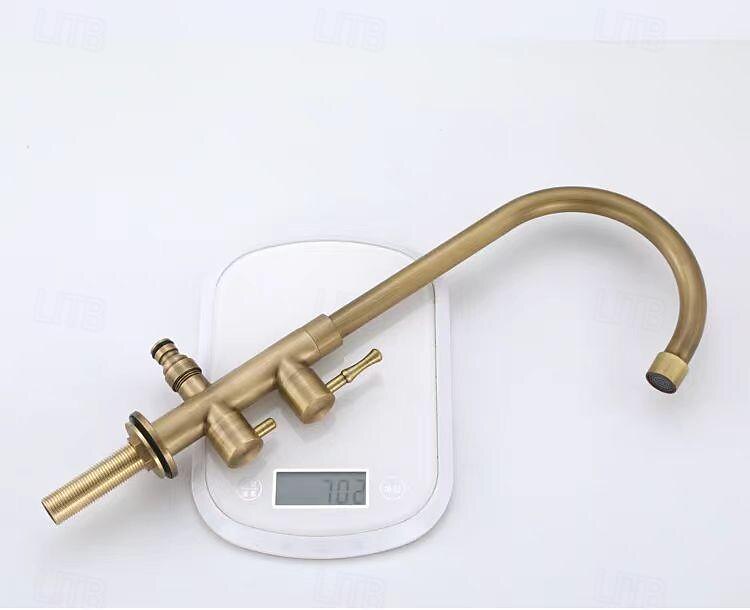 Vaskekran for baderom - Klassisk Antikk Messing Montere Utsiden Enkelt Håndtak Et HullBath Taps 2025 - $113.99 –P13
