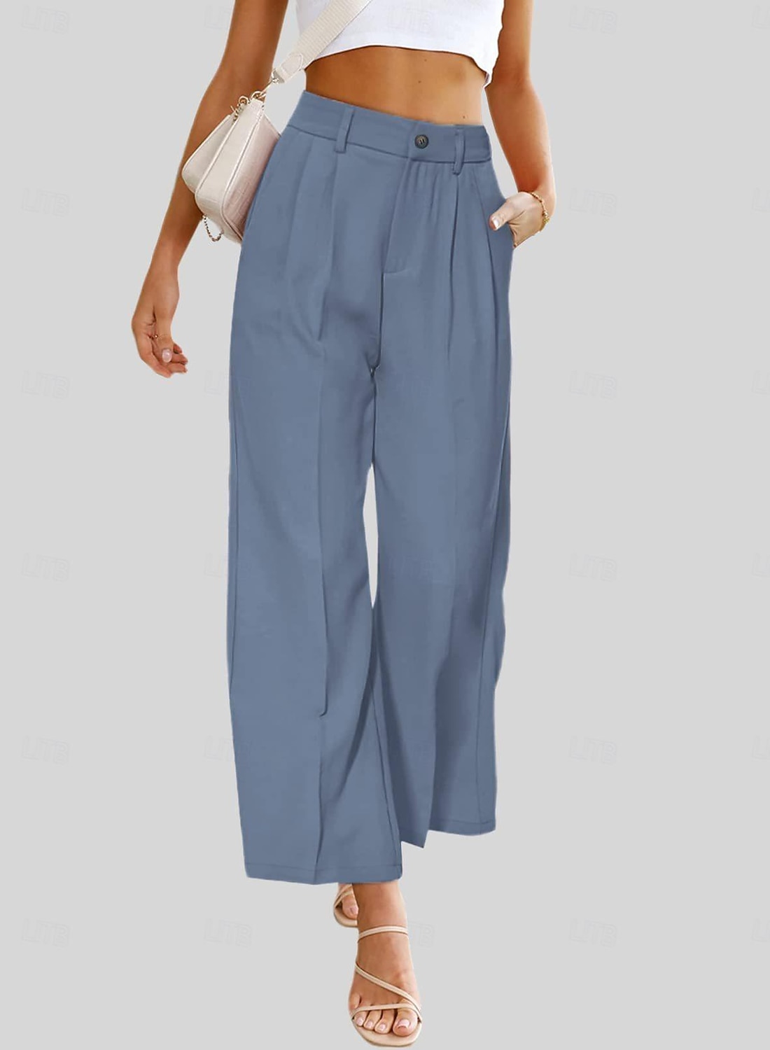 Women's Dress Pants Fashion Long Plain Side Pockets Breathability Comfortable Micro-elastic Casual Daily Blue Pink Brown Beige Summer Regular Fit