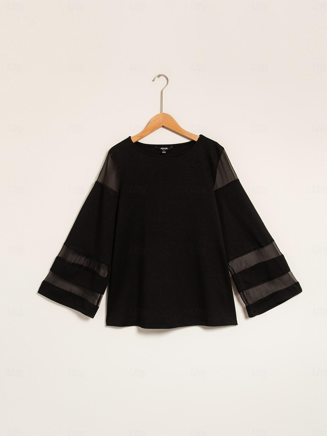 Dam Vardaglig stil Chiffong Huvudstad Enfärgad / vanlig färg Dagliga kläder Datum Utekväll Illusion ärm Svart Vit Marinblå Crewneck Ren färg Ledig Långärmad Elegant Ledigt vardag Rund hals Vår 2025 - $114.99 –P1