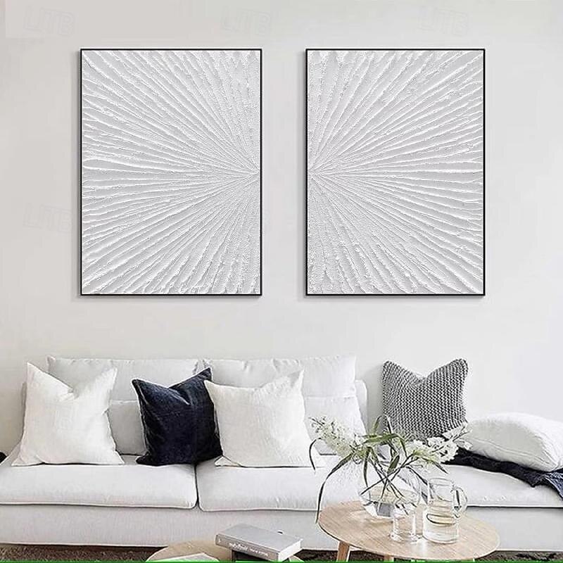 ručně malovaná abstraktní minimalistická monochromatická olejomalba ruční triptych umění na plátně bílá texturovaná olejomalba minimalistická nástěnná malba nástěnná malba 2025 - $125.99 –P2
