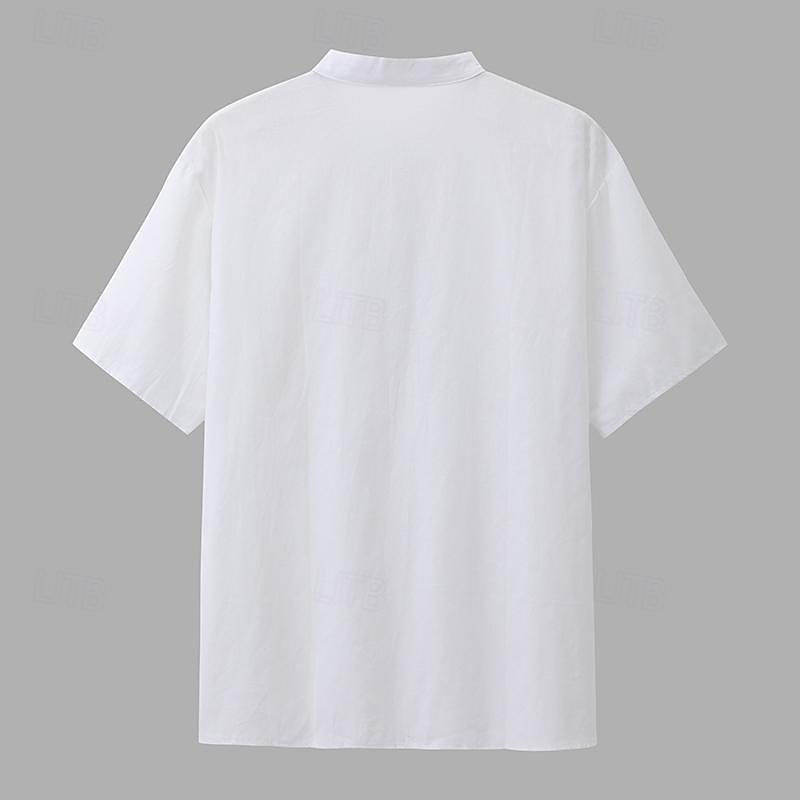 Hombre Camisa Camisa de cuello chino Camisa de cuello mandarín Camisa de manga corta Camisa casual Plano Vacaciones Calle Blanco Amarillo Azul cielo Verde Trébol Manga Corta Cuello alto Verano Ropa 2025 - $19.49 –P2