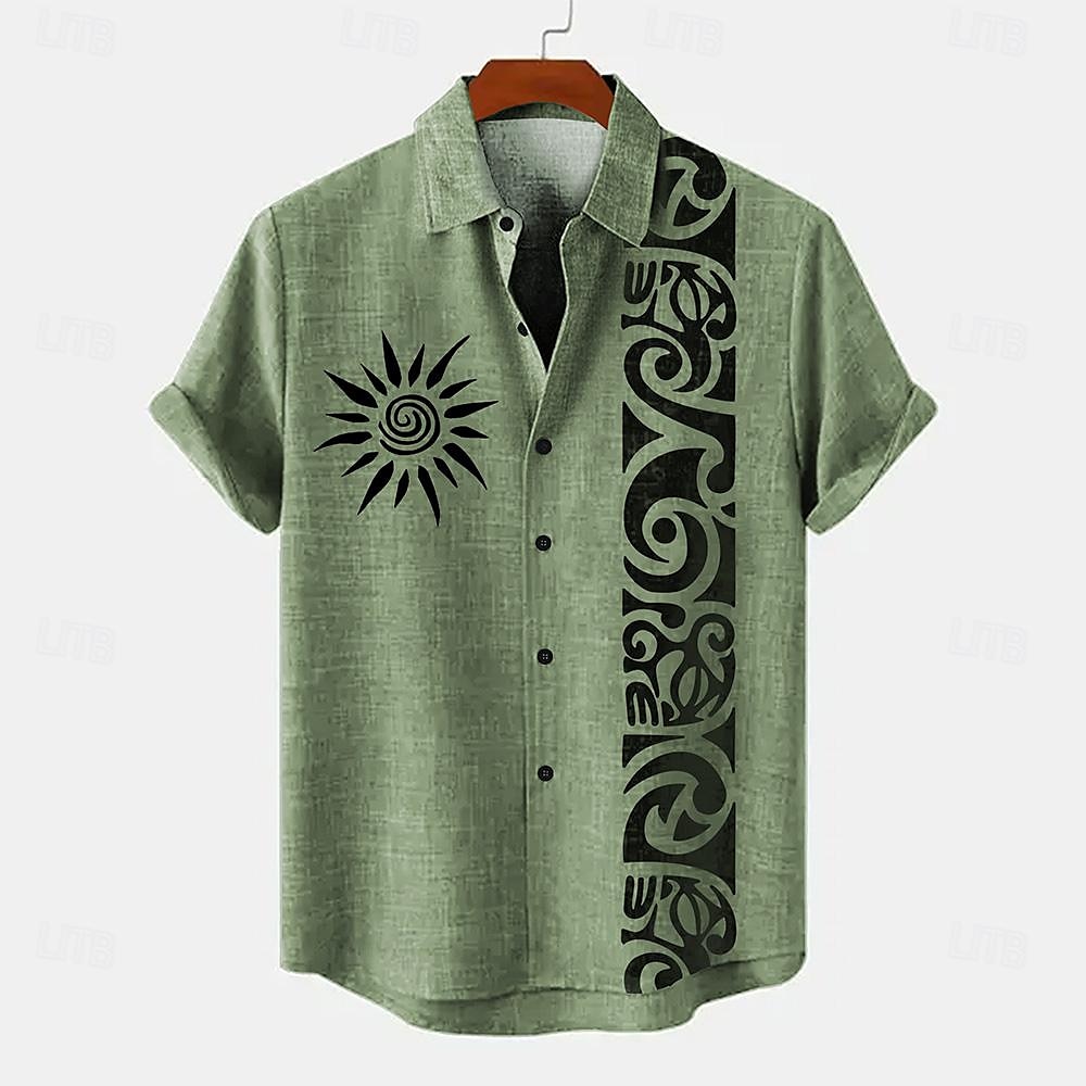 Voor heren Overhemd linnen overhemd Zomer overhemd retro-overhemden Vintage overhemd Etnisch shirt Wijnoogst Vakantie Dagelijks blauw Groen khaki Korte mouw Strijkijzer Zomer Lente Kleding 2025 - $27.99 –P4