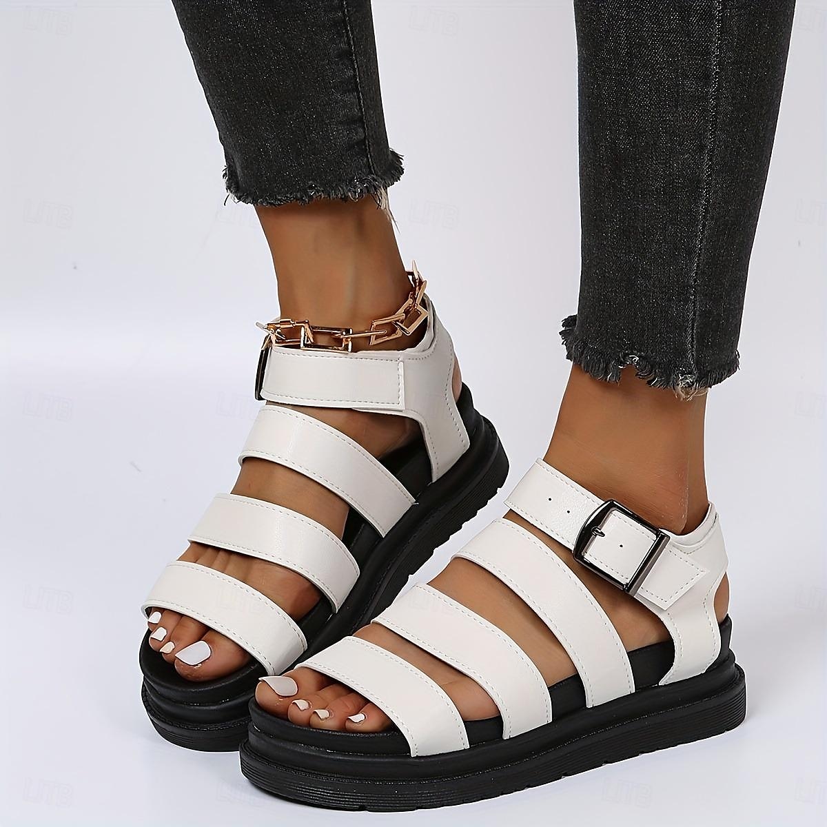 Women's Black Gladiator Sandals – Chunky Platform Summer Shoes with Adjustable Straps, Stylish & Comfortable for Casual Outings & Beach Wear 2025 - $26.99 –P6