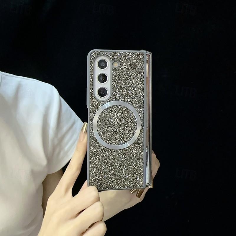 Phone Case For Samsung Galaxy Z Fold 5 Z Fold 4 Z Fold 3 Back Cover Magnetic Adsorption Magnetic Bling Glitter Shiny Shockproof Color Gradient PC 2025 - $18.99 –P11