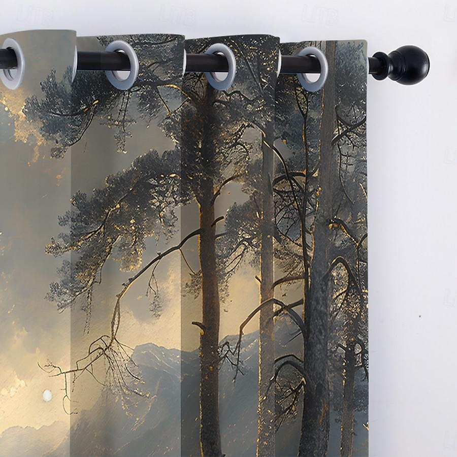 privacidade de cortina externa à prova d'água, cortinas deslizantes para pátio, cortinas de pérgula com ilhós e paisagem florestal para gazebo, varanda, varanda, festa, 1 painel de 2026 por $41.99 –P4