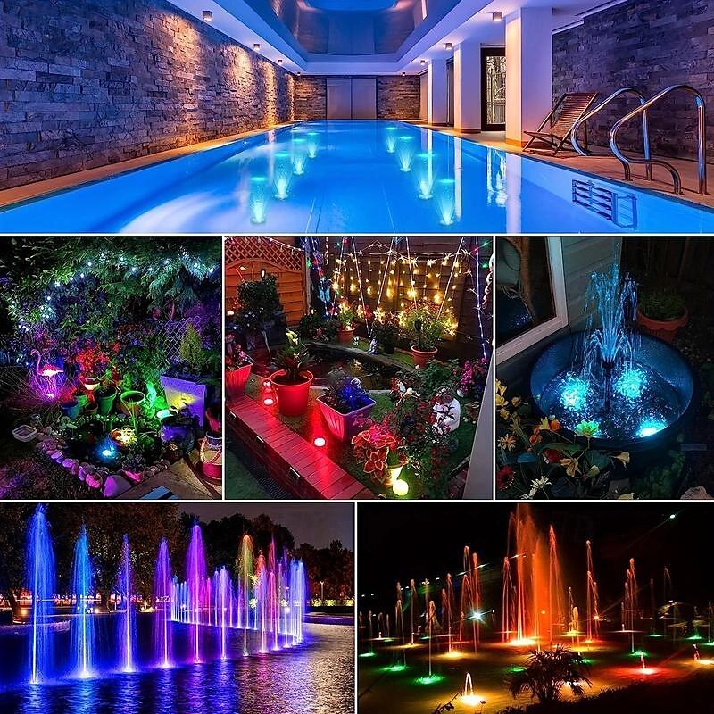 2pcs RGB LED Underwater Light, Waterproof Submersible LED Pool Pond Lights Illuminate Your Pool, Garden & More - Durable Waterproof Design for Year-round Decor - Ideal for Bathtub, Pond, Fountain, Spa 2025 - $17.99 –P10