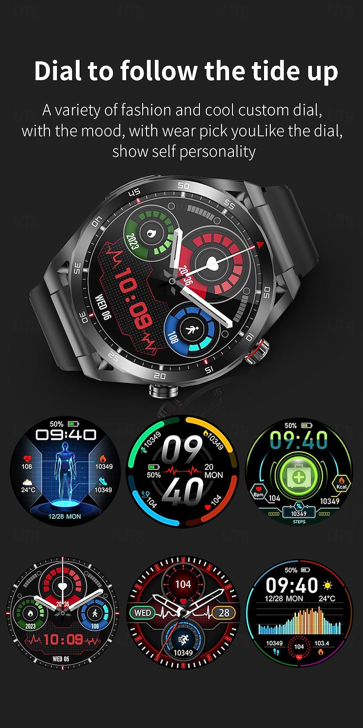 iMosi ET450 Smart Watch 1.39 inch Smartwatch Fitness Running Watch Bluetooth ECG+PPG Temperature Monitoring Pedometer Compatible with Android iOS Women Men Long Standby Hands-Free Calls Waterproof IP 2025 - $71.99 –P18