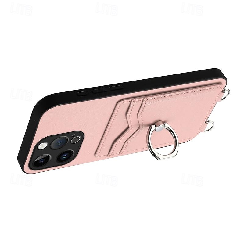 teléfono Funda Para iPhone 16 15 14 Pro Max Plus iPhone 13 12 11 Pro Max Mini Funda Trasera Soporte para Anillo Ranura para tarjetas Antigolpes Retro TPU Metal Cuero de PU 2025 - $14.99 –P6