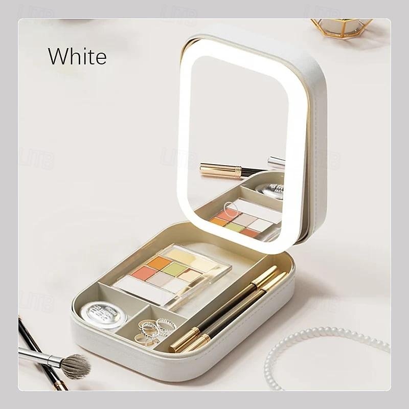 LED Lighted Makeup Mirror with Adjustable Brightness, Portable Vanity Mirror with Built-in Organizer, Travel Cosmetic Case with Jewelry Storage, USB Rechargeable 2025 - $35.99 –P7