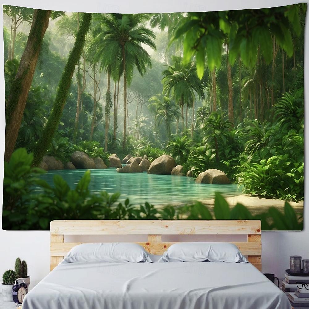 natur tropisk skog hängande gobeläng väggkonst stor gobeläng väggmålning dekor fotografi bakgrund filt gardin hem sovrum vardagsrum dekoration 2025 - $15.99 -P5