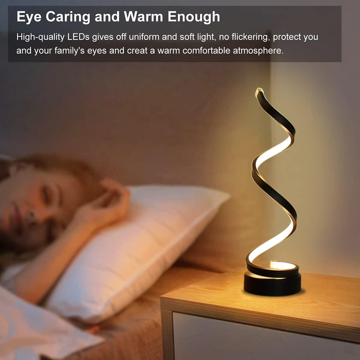 LED Spiral Table Lamp, Modern Simple Bedside Night Light Tri-Colors Dimmable USB Powered Creative Atmosphere Desk Lamp Home Bedroom Office Desktop Decoration Ornaments 1PC 2026 - $28.99 –P8