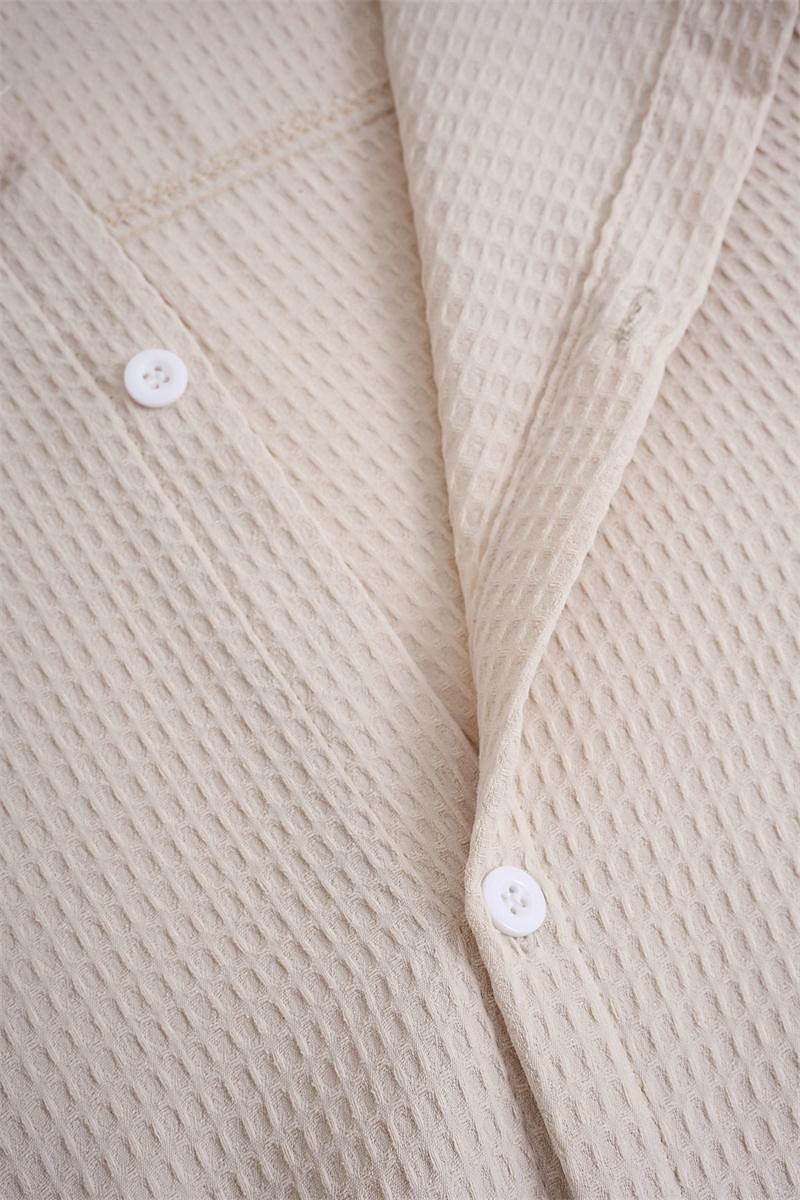 Herren Hemd Sommerhemd Knopfhemd Lässiges Hemd Waffel-Shirt Schwarz Weiß Blau Kaki Langarm Glatt Kargen Täglich Urlaub Bekleidung Modisch Brautkleider schlicht Komfortabel 2026 - $13.49 –P2