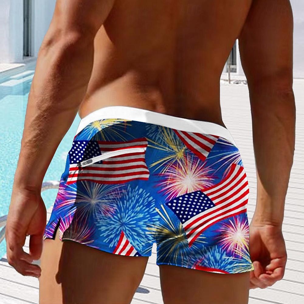 Men's Flag American Flag National Flag Swim Trunks Swim Shorts Board Shorts Mid Waist Fashion Designer Surfing Holiday Beach Pocket Drawstring Elastic Waist Designer Clothing Apparel 2025 - $19.99 –P2