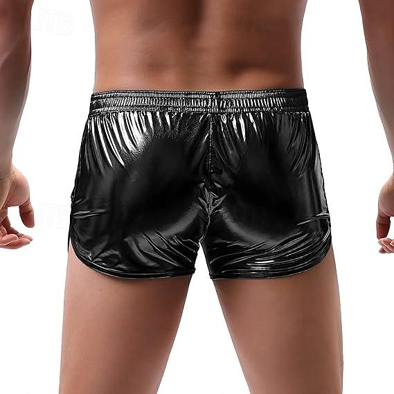 Retro 80. léta Mini Kraťasy PU šortky Disko Lesklý latexový patent Kov Pevná barva Pánské předvečer Všech svatých Karneval Pride Parade Měsíc hrdosti Dospělí Kraťasy Léto 2025 - $13.99 –P12