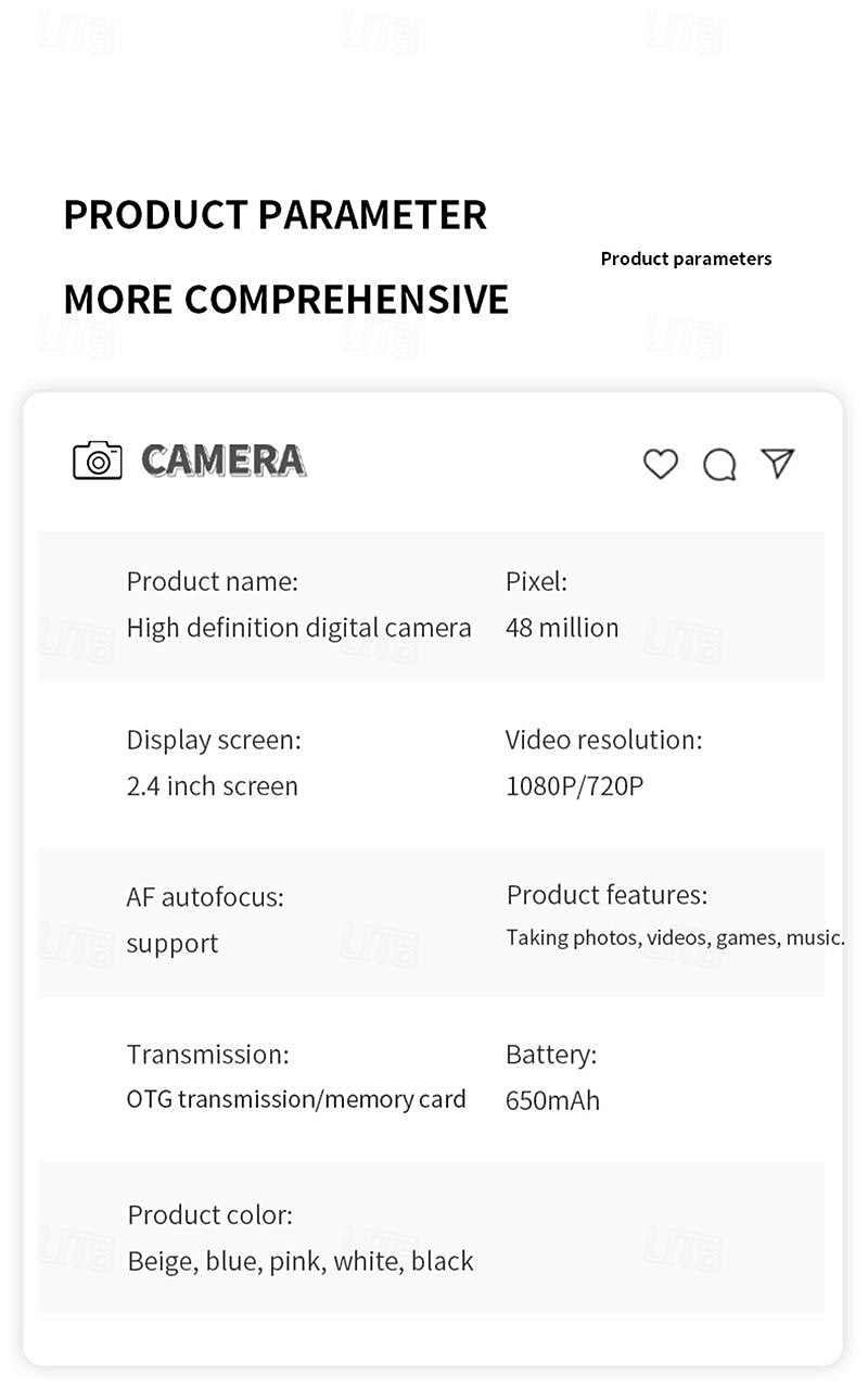 2025年 新しい学生用カメラ レトロ CCD カード マシン エントリーレベルの SLR カメラ 4K 高ピクセル デュアル カメラ フィルライト  コレクション – $39.99 –P17