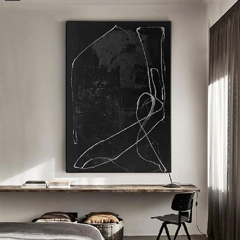 černobílá olejomalba wabi sabi abstraktní malba ruční malba na zeď umělecká díla obrázek moderní abstraktní olejomalba geometrické postavy malba nástěnné umění pro domácnost 2025 - $116.99 –P8