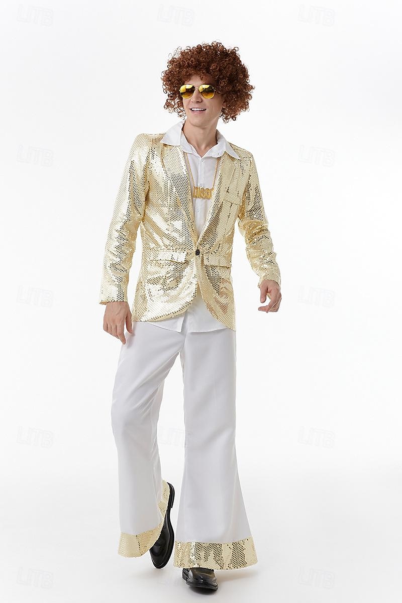 Retro Hippie 70. léta Cosplay kostým Kostým Abba Hippie Disko Flitry Pánské Karnevalový kostým předvečer Všech svatých Karneval Plesová maškaráda Večírek Pride Parade Měsíc hrdosti Dospělé Kabát 2025 - $69.99 –P12