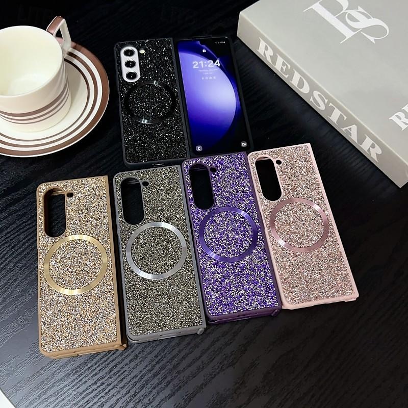 Phone Case For Samsung Galaxy Z Fold 5 Z Fold 4 Z Fold 3 Back Cover Magnetic Adsorption Magnetic Bling Glitter Shiny Shockproof Color Gradient PC 2025 - $18.99 –P12
