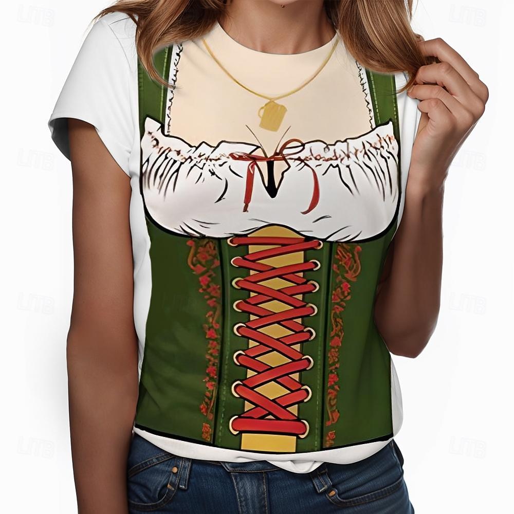 Tricou lederhosen #D Casual Stil de strada Tricou pentru Pentru femei Adulți Ștanțare la cald pentru Carnaval Bere Oktoberfest Petrecere Casul / Zilnic 2026 - $20.99 –P2