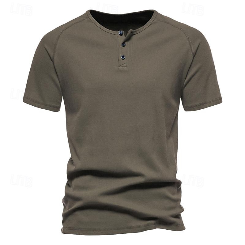 Pánské Tričko s knoflíkem Tričko Tričko Henley Trička Krátký rukáv Henley Jaro léto Bez vzoru Pit Strip Módní Designové Základní Dovolená ulice Jdeme ven Černá Bílá Námořnická modř Top tričko pro muže 2025 - $20.99 –P7
