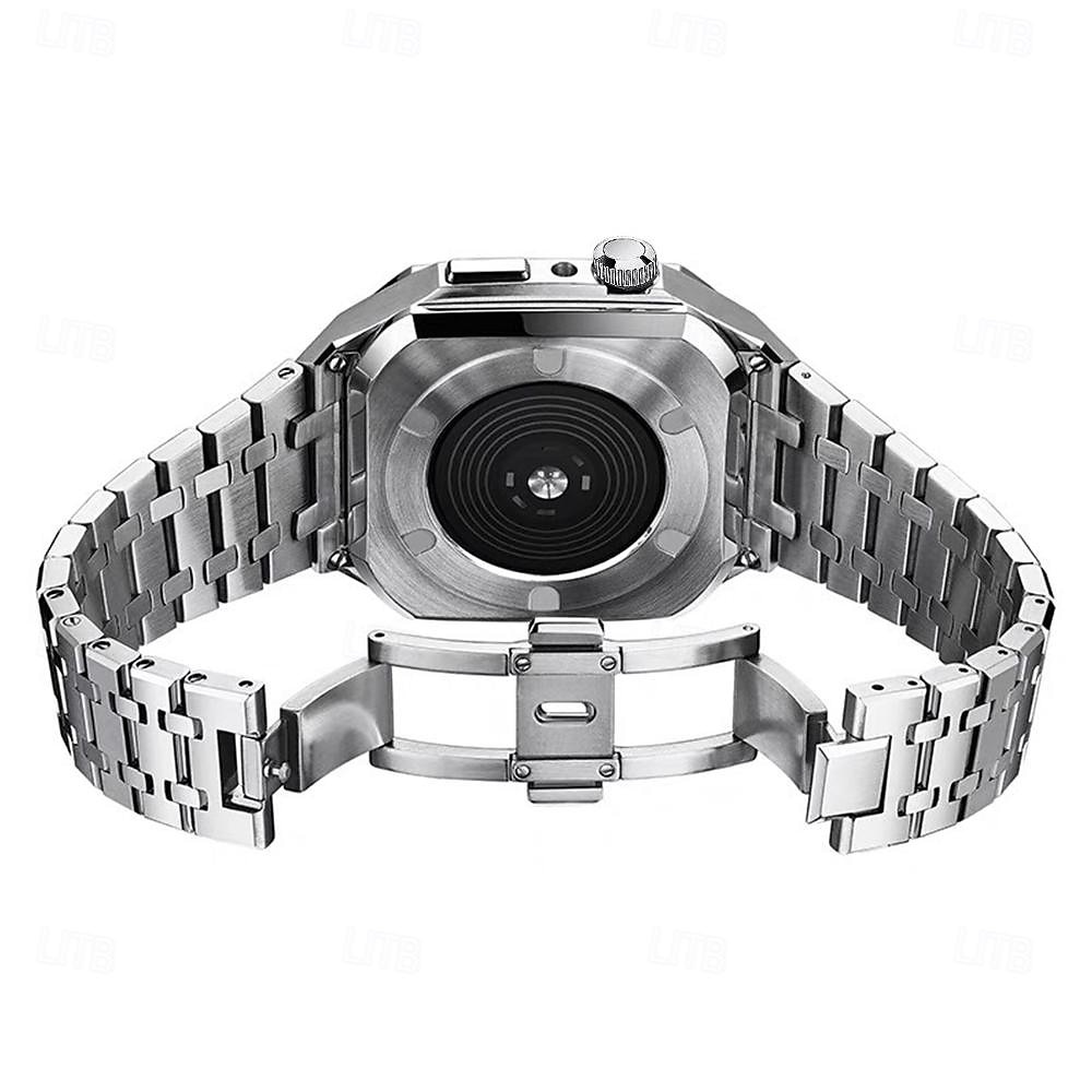 Link Bracelet Compatible with Apple Watch band 44mm 45mm with Case Luxury Butterfly Buckle Stainless Steel Strap Replacement Wristband for iwatch Series 8 7 6 5 4 SE 2025 - $89.99 –P9