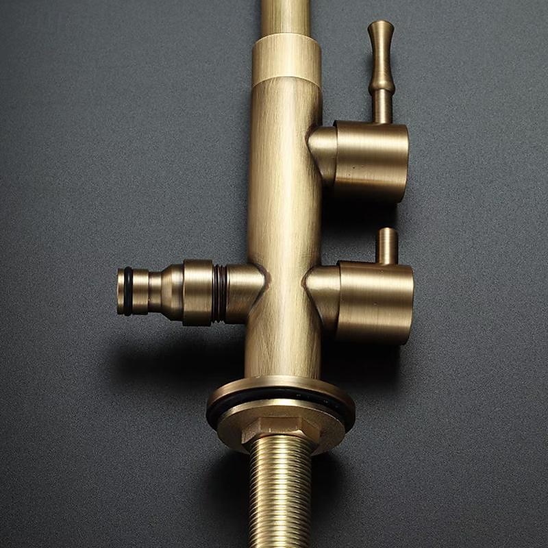 Vaskekran for baderom - Klassisk Antikk Messing Montere Utsiden Enkelt Håndtak Et HullBath Taps 2025 - $113.99 –P6