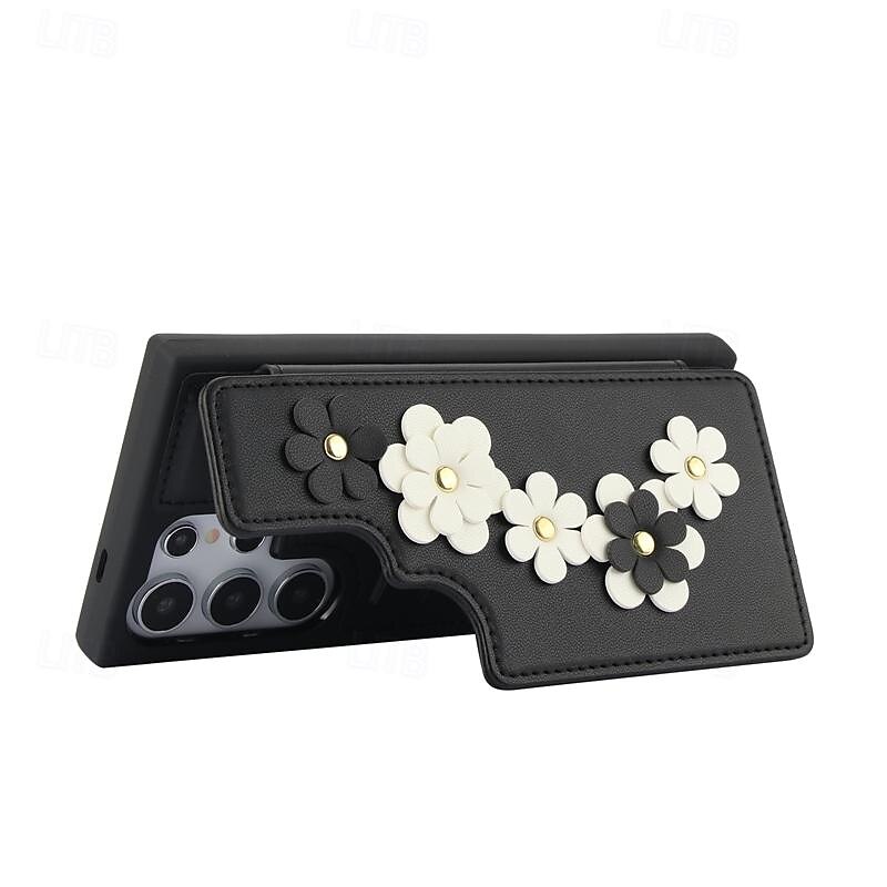 telefone Capinha Para Samsung Galaxy S24 Ultra Plus S23 Ultra Plus S22 Plus Ultra A55 A35 A25 A15 5G A54 A34 A14 S25 Ultra Capa traseira Com Suporte Magnética com cordão Retro flor floral TPU Couro PU de 2025 por $21.99 –P3