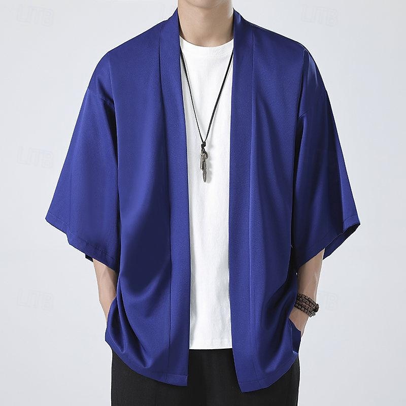 Per uomo Mantello / mantelle Giacca Kimono Esterno Giornaliero Crema solare Traspirante Primavera estate Liscio Di tendenza Informale Colletto Standard Nero Bianco Rosa Blu Grigio chiaro Giacca del 2025 a $17.99 –P6