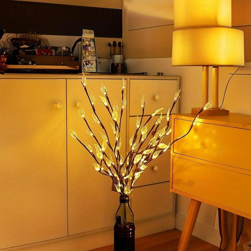 1 Stück transparentes Blätterzweiglicht mit 20 LEDs, LED-Lichtstreifen, Weidenzweiglampe, Blumenlichter erhellen Ihren Raum mit eleganter Atmosphäre, perfekt für Haus, Garten, Hochzeit, Weihnachtsdekoration 2025 - $14.99 –P3