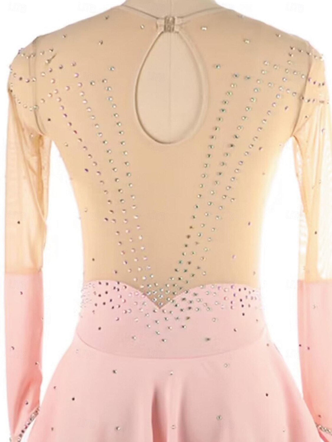 Kjole til kunstløp Dame Jente Skøyteløp Kjoler Rosa Lapper Tommelhull Netting Spandex Elastisk Trening Profesjonell Konkurranse Skøyteklær Hold Varm Krystall / Rhinstein Langermet Skøyting Kunstløp 2025 - $182.99 –P4