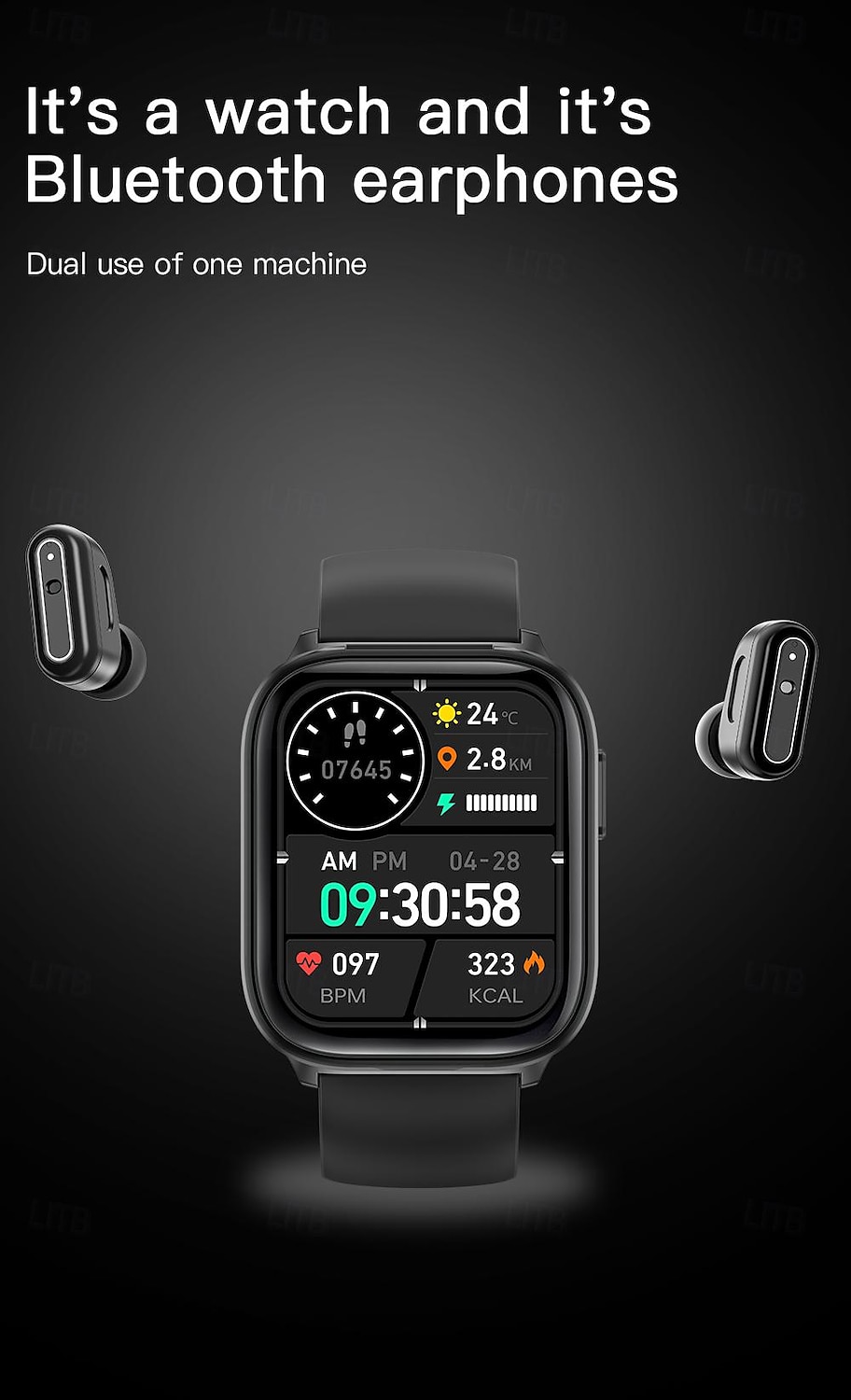 X9 2 in 1 Smart Watch With Earbuds Smartwatch TWS Bluetooth Earphone Heart Rate Monitor Sport Watch Fitness Watch 2025 - $76.99 –P11