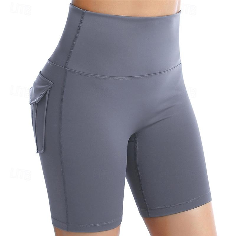 Women's Gym Shorts Yoga Shorts Workout Shorts Multiple Pockets High Waist Yoga Gym Workout Pilates Shorts Black Pink Army Green Sports Activewear Stretchy Slim 2025 - $16.49 –P20